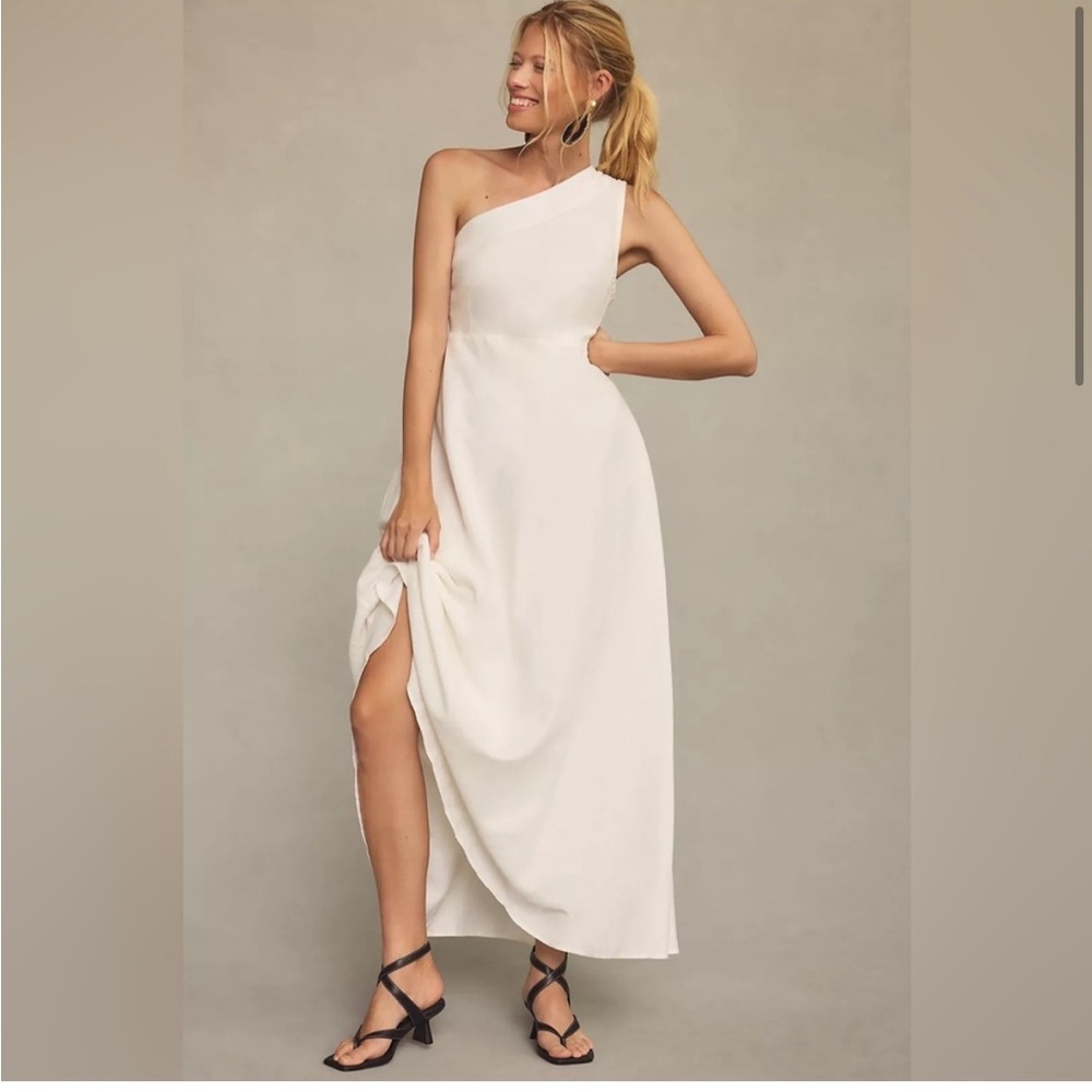 Farm Rio white one shoulder dress